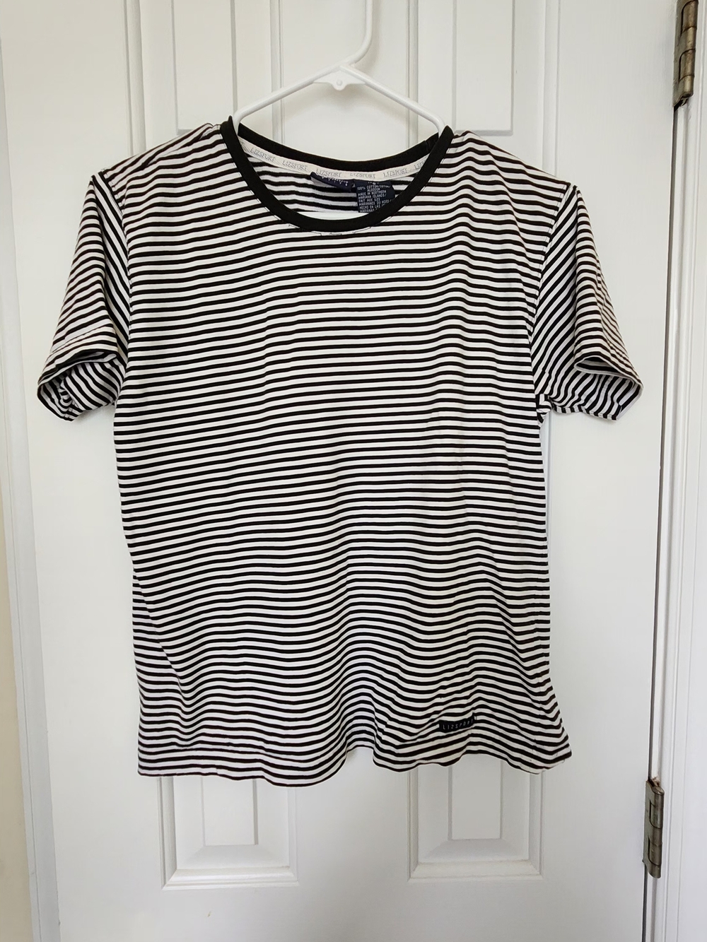 Lizsport Petie Striped Crewneck Tee - Black & White Y2K
